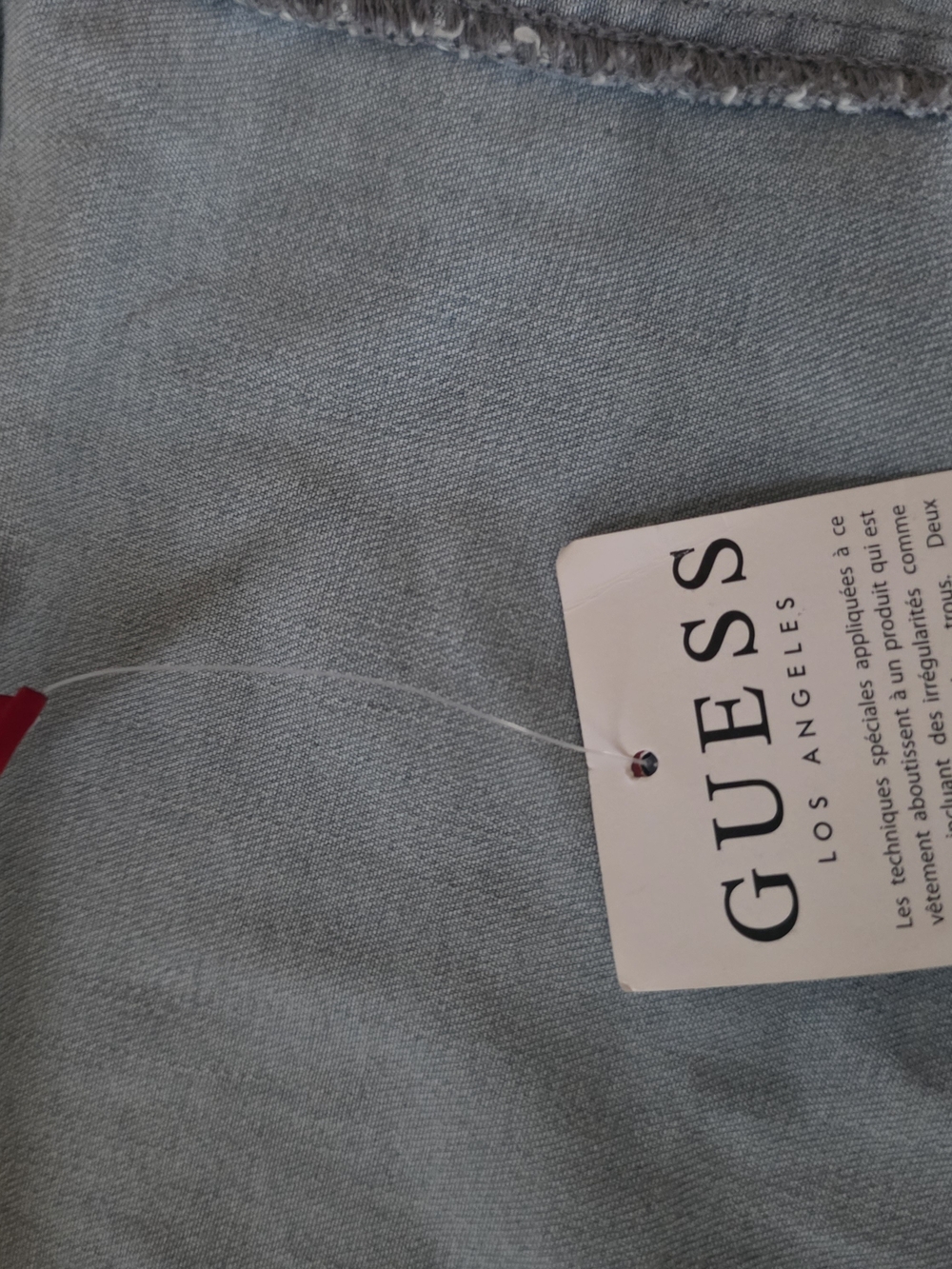 Guess blue denim button up top with belt (Size L) - Picture 6 of 7
